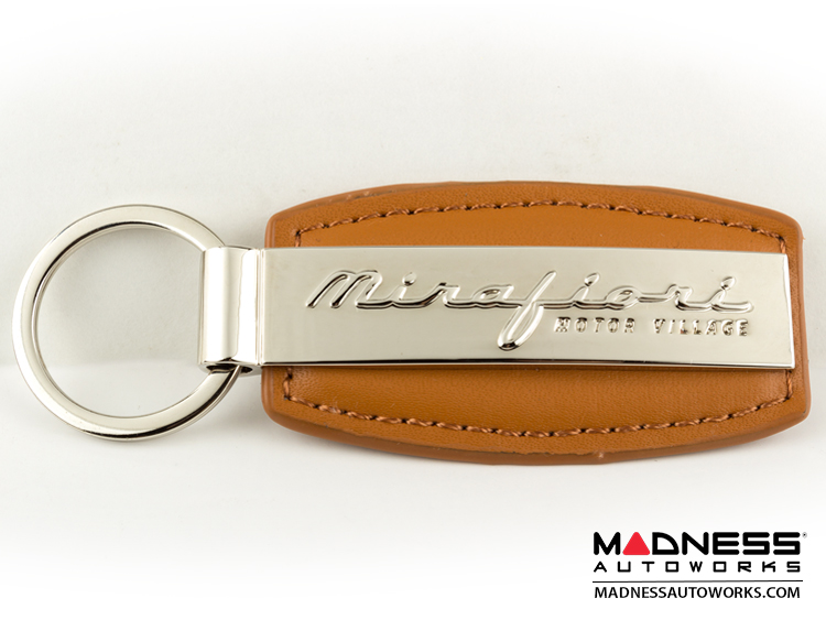 Keychain - Brown Leather Strap w/ Mirafiori Logo  